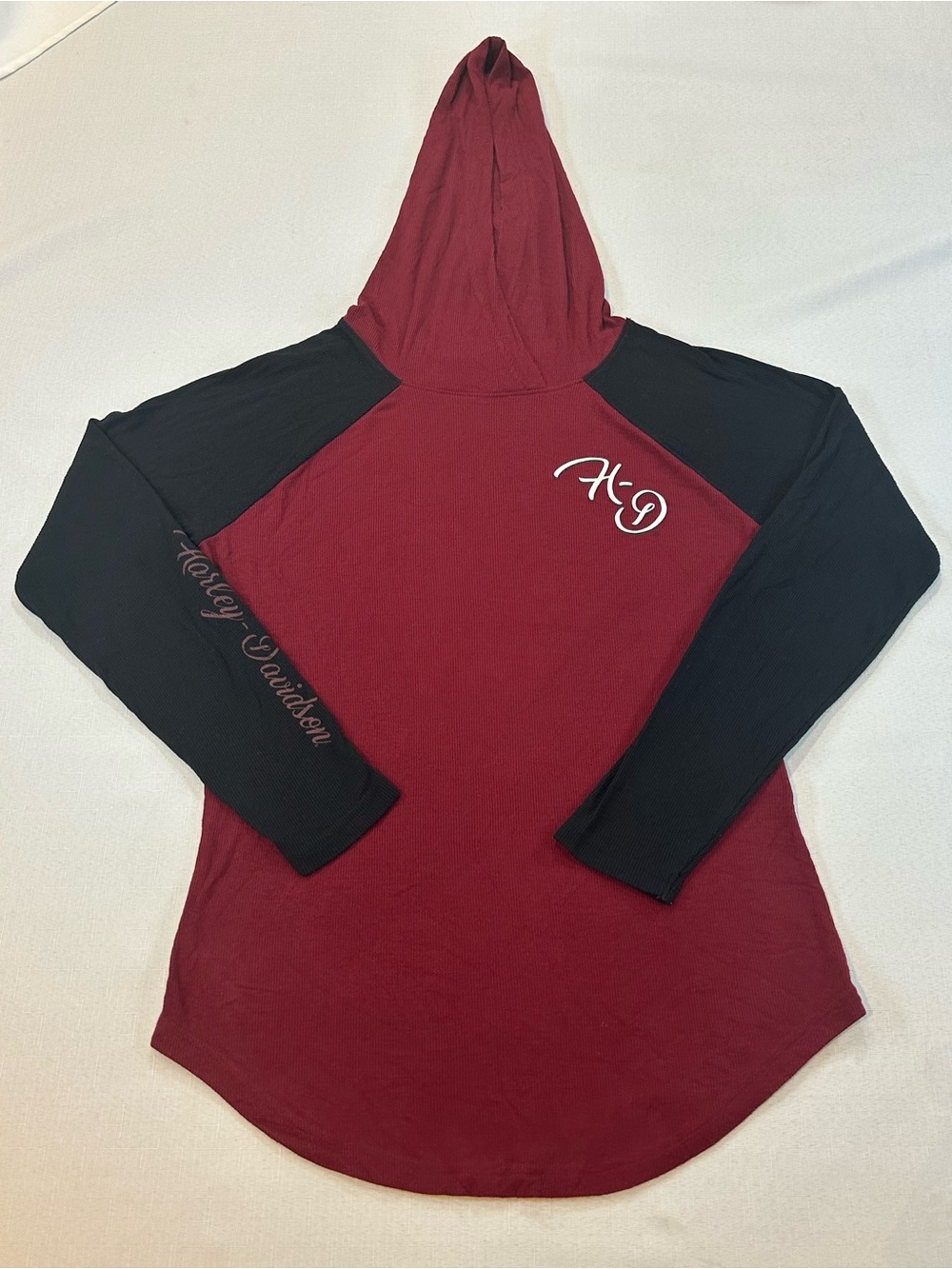 Harley-Davidson Hooded Long Sleeve Top Women’s M Red Black